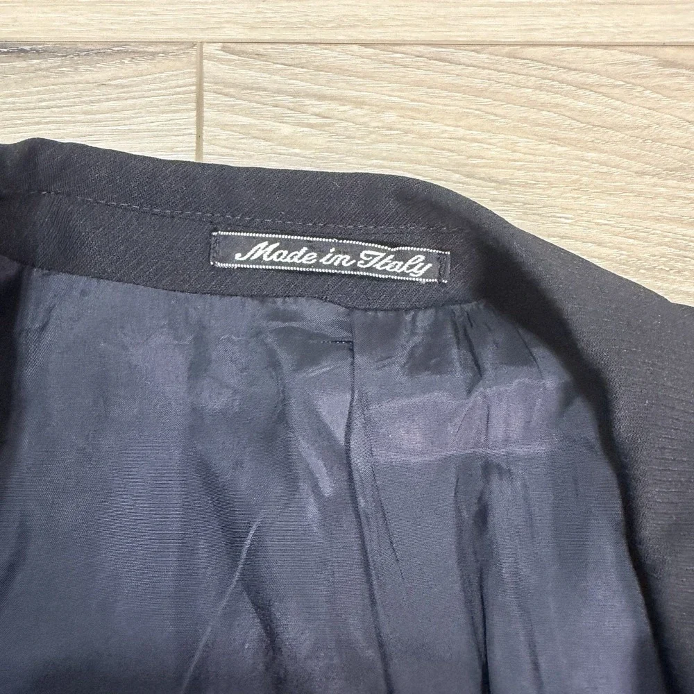 VTG Giorgio Armani Mani 44L Black Made In Italy Blazer Jacket Sport Coat Wool